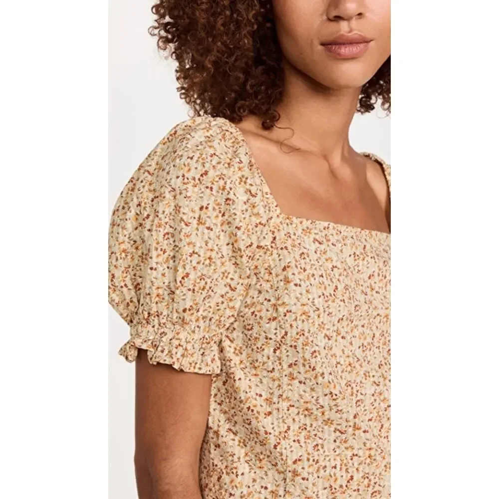 Madewell Hopewell Puff-Sleeve Crop Top in Cottage Garden size XL NWT